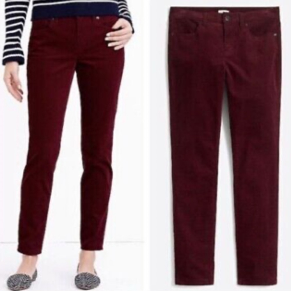 J. Crew Wine / Maroon / Purple / Burgundy Corduroy Toothpick Pants